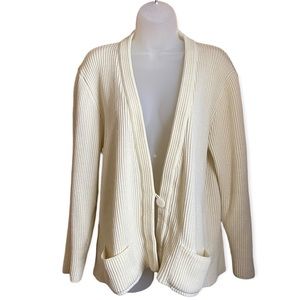 Steppingstones Women’s 100% Acrylic Cardigan Sweater Ivory Cream Sz Medium